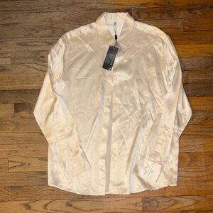 Lily Silk Men's Cream silk Dress Shirt